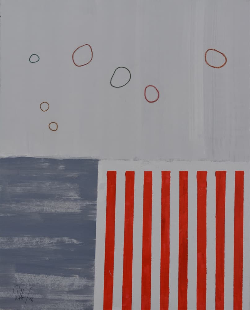 Abstract Circles Red Stripes by Mr PETTO — canvas wall art