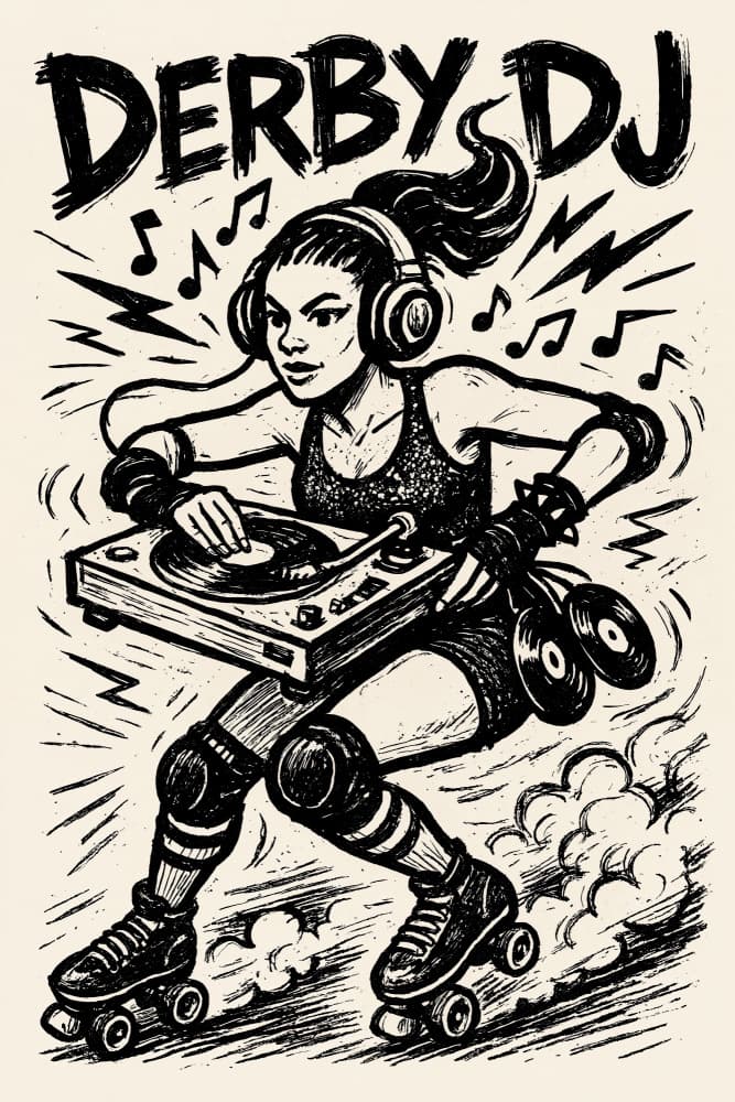 Roller Derby DJ by Natalie Bruns — canvas wall art