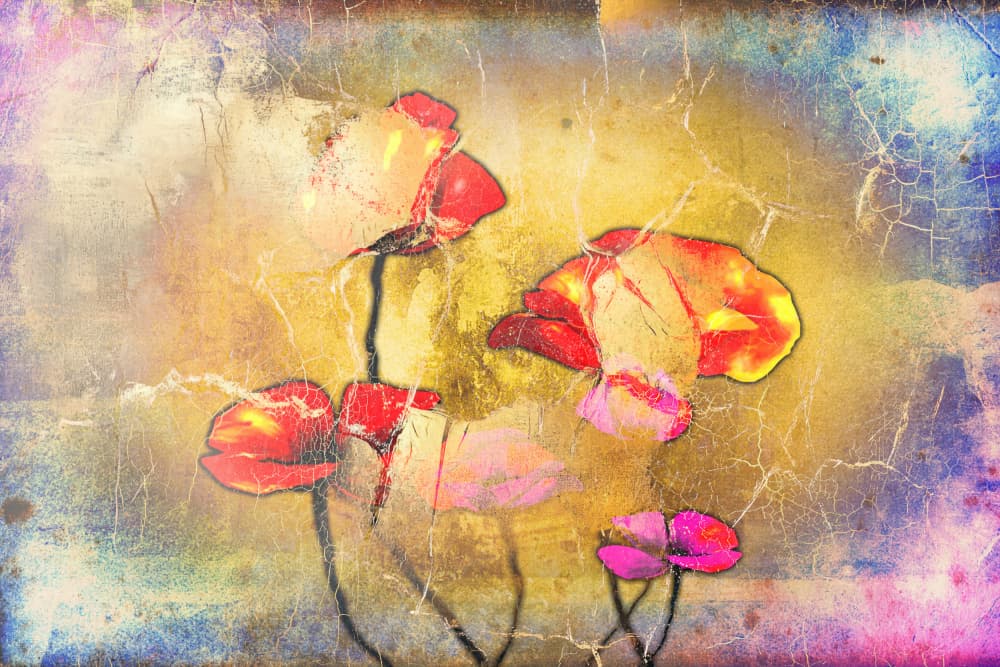 Flower Collage Vintage 09 by Rafal Kulik — canvas wall art