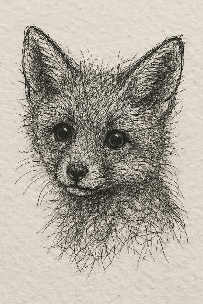 Cute Fox Kit Sketch by Natalie Bruns — canvas wall art