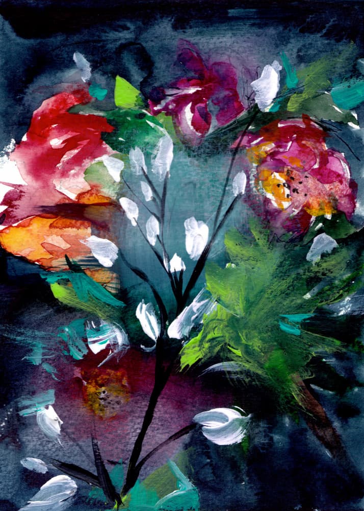 Vibrant Abstract Flowers by Christine Lindstrom — canvas wall art
