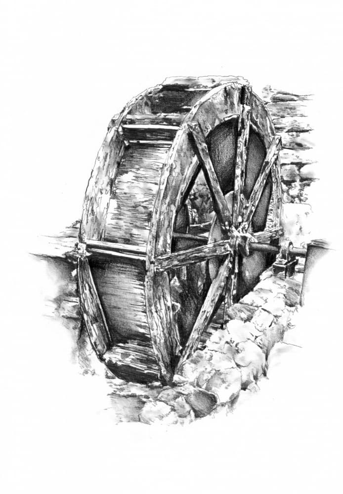 Rustic Water Wheel by Kulik — canvas wall art