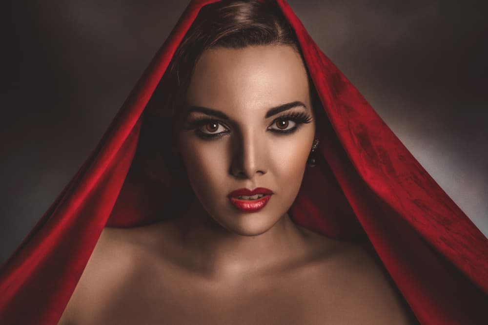 Mysterious Woman in Red by Peppe Tambè — canvas wall art
