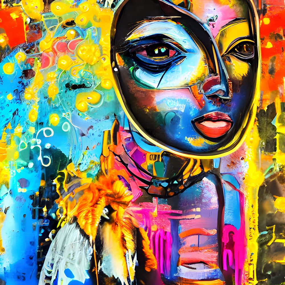 Vibrant Abstract Portrait by mnemonixART — canvas wall art