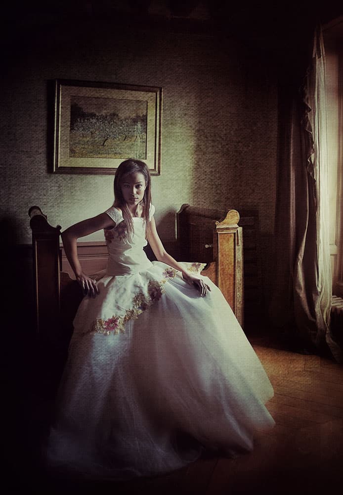 Ethereal Girl in White Gown by kenp — canvas wall art