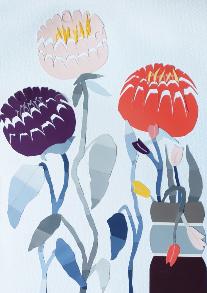 Colorful Paper Flowers by Annick — canvas wall art