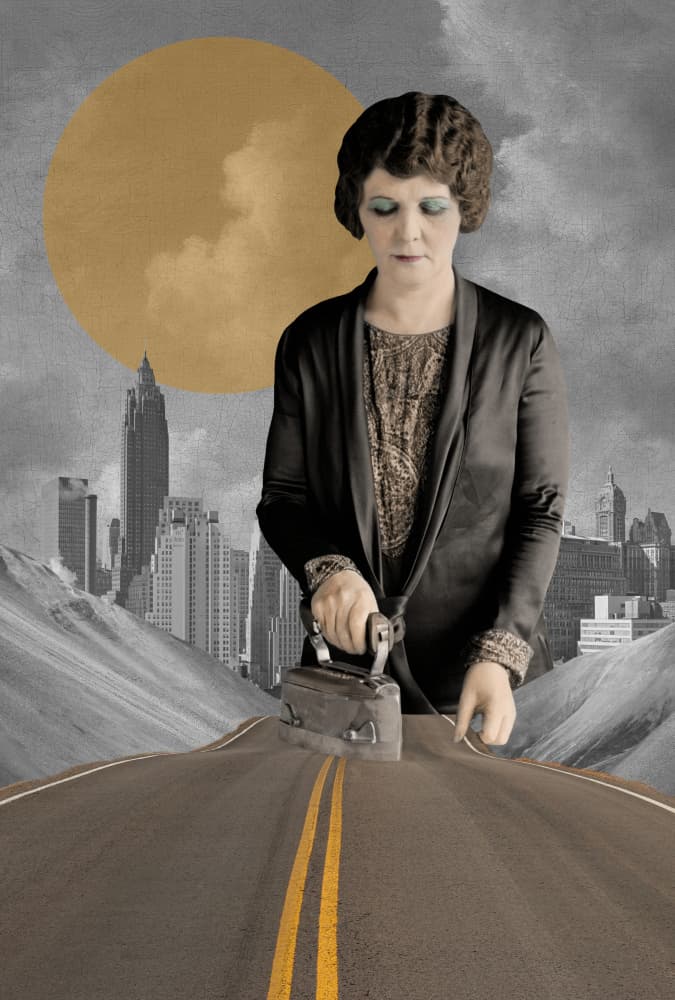 Vintage Woman Ironing Road by Marja van den Hurk — canvas wall art