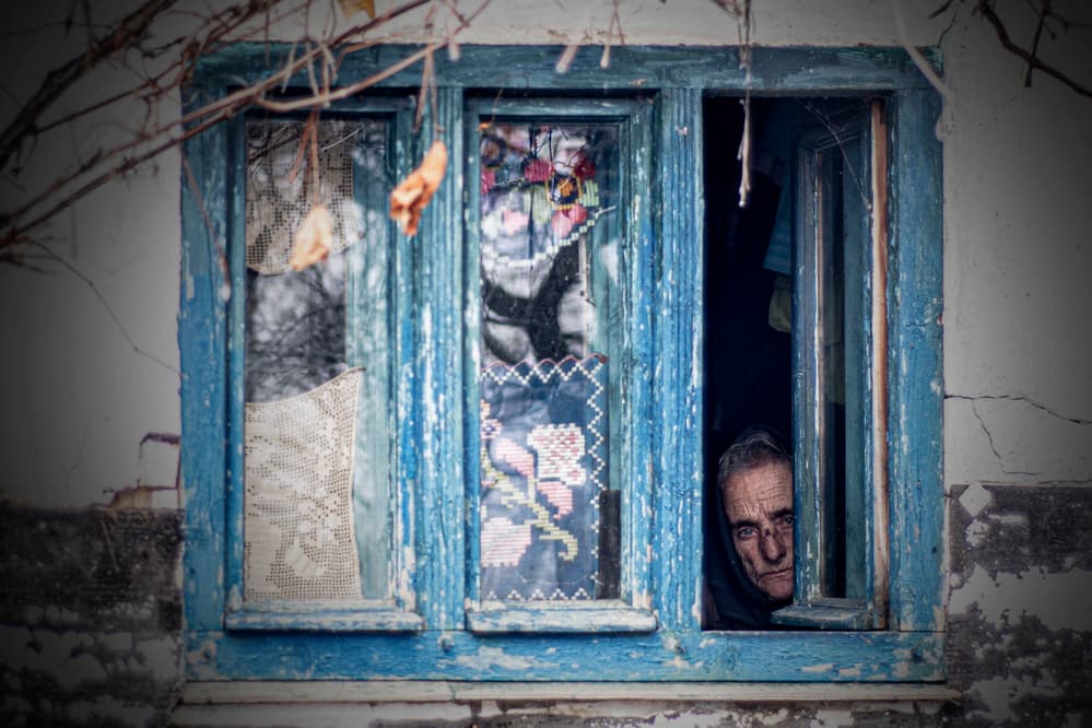 Woman In Blue Window by Ovi D. Pop — canvas wall art