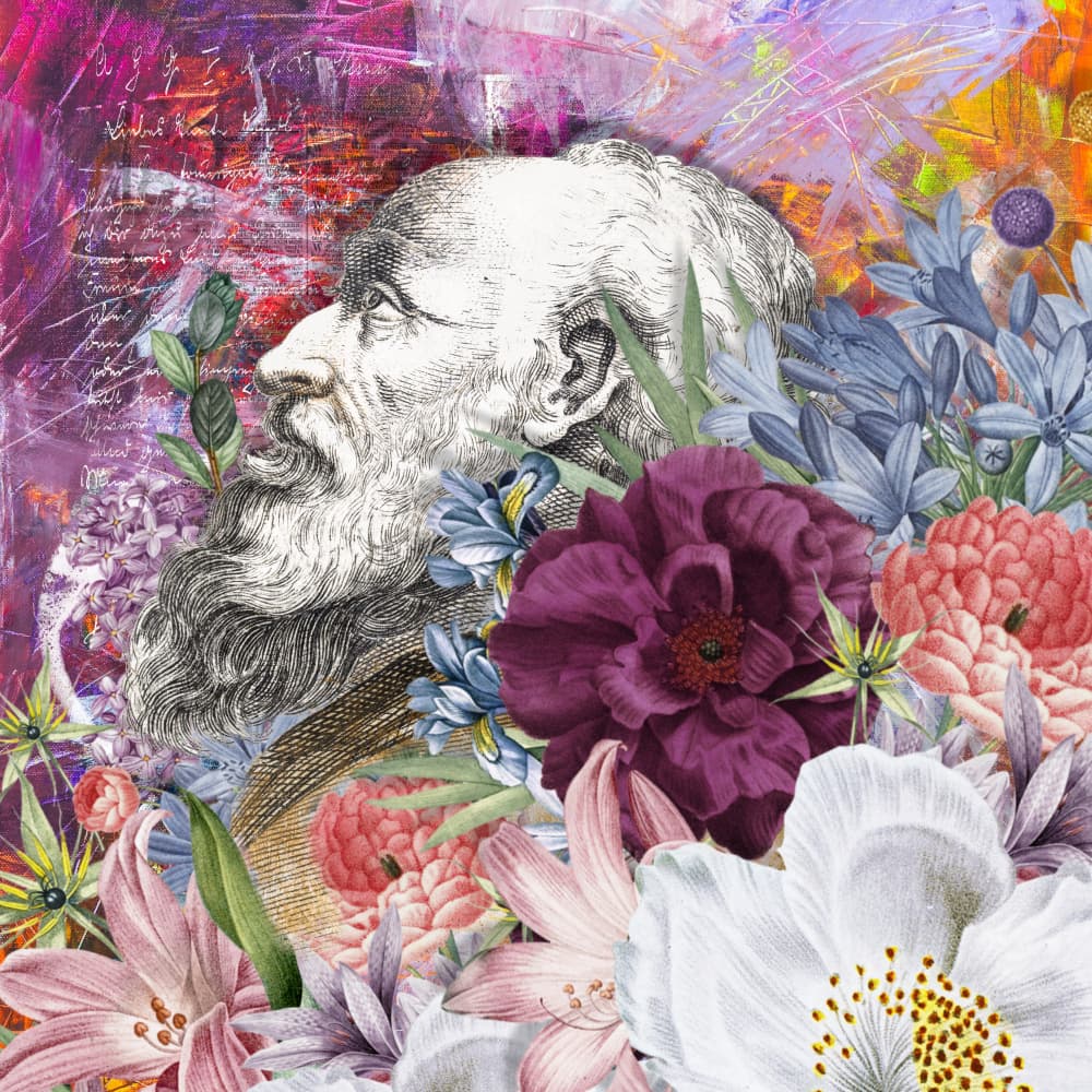 Bearded Man Floral Abstract by Marja van den Hurk — canvas wall art