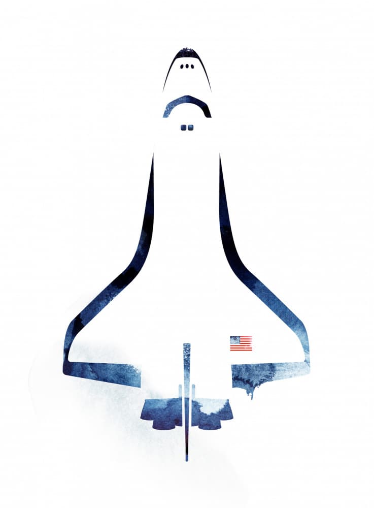 Watercolor Space Shuttle by Robert Farkas — canvas wall art