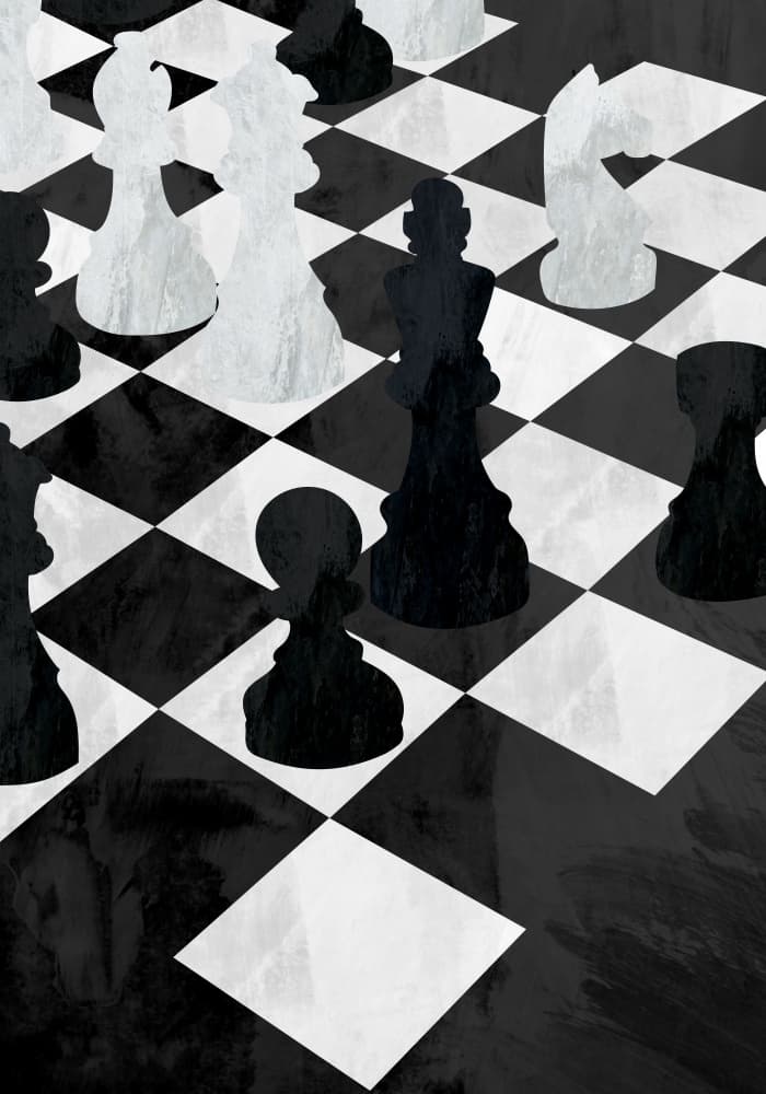 Black and White Chess Strategy by Sarah Manovski — canvas wall art