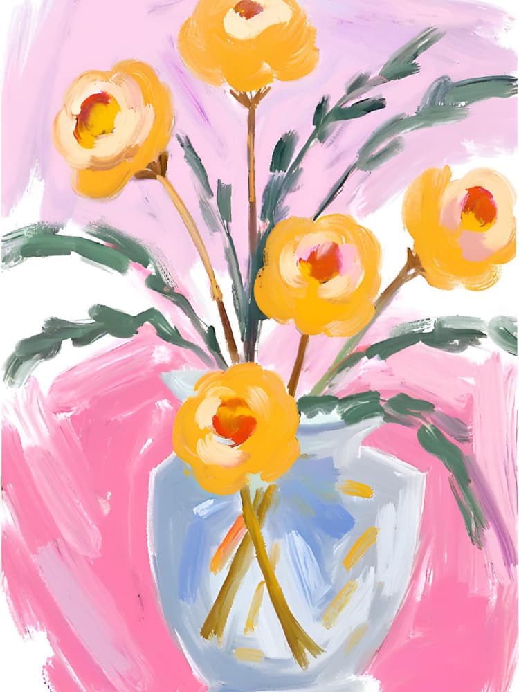Colorful Floral Vase by Ohkimiko — canvas wall art