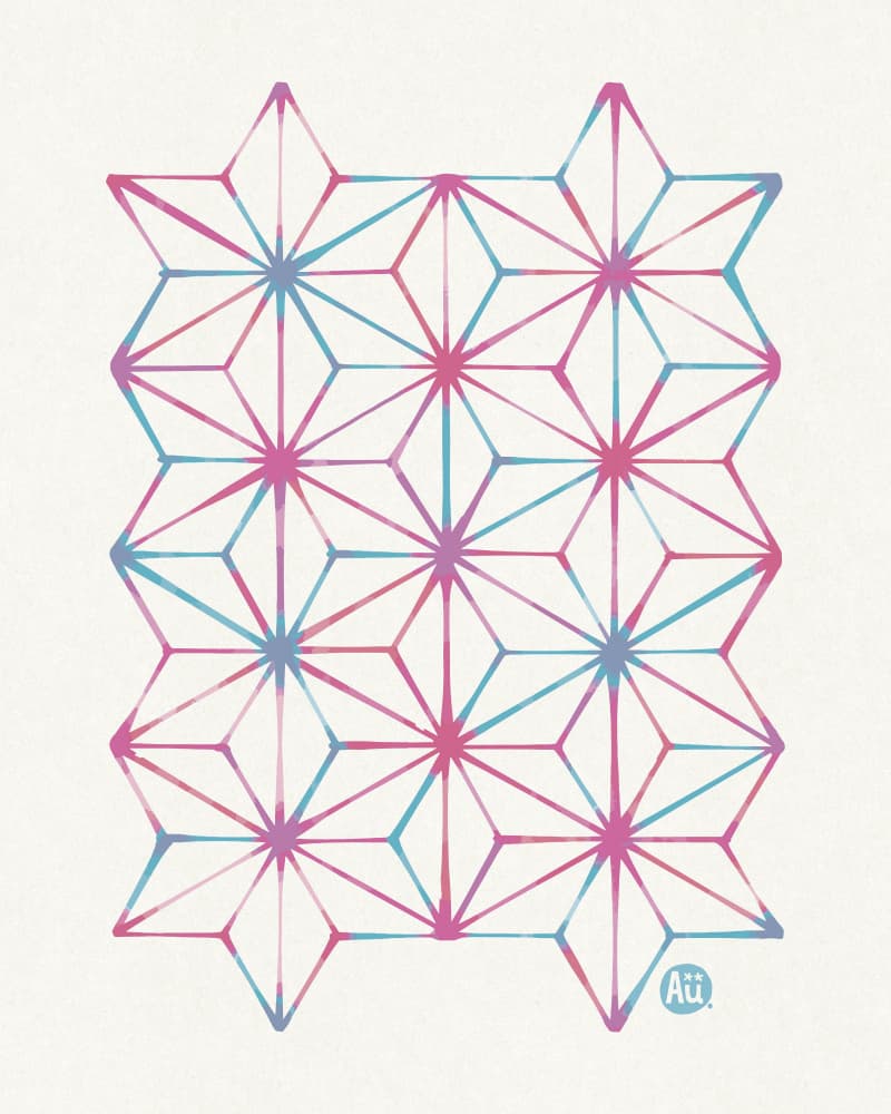 Pink Blue Asanoha Pattern by Aia Ueno — canvas wall art