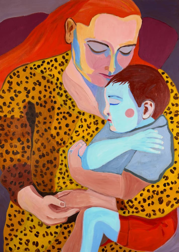 Tender Mother Child Embrace by Monica Prentice — canvas wall art