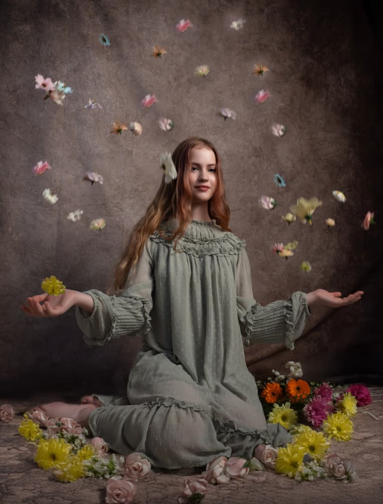Ethereal Girl with Flowers by Svetlana Kirzh — canvas wall art