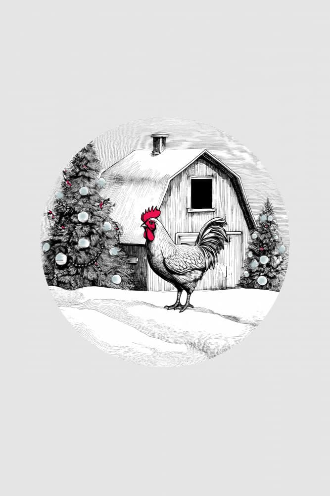 Christmas Rooster In Snow by casa cartissi — canvas wall art