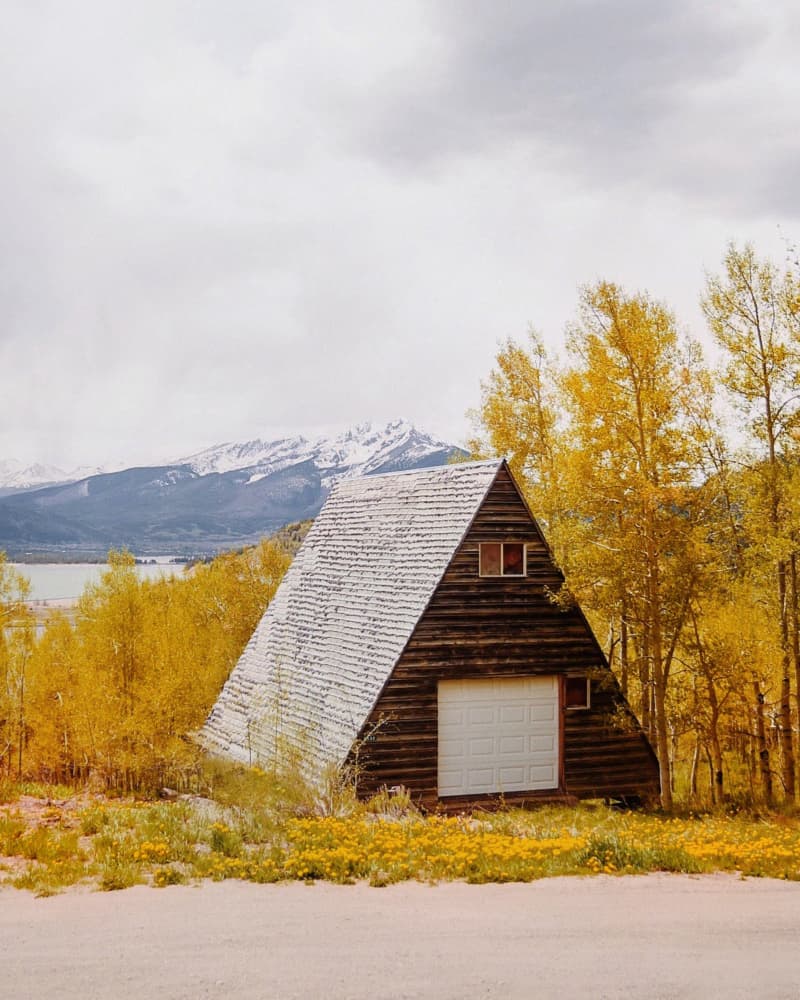 A-Frame Autumn Mountain Cabin by Del Mundo Imagery — canvas wall art