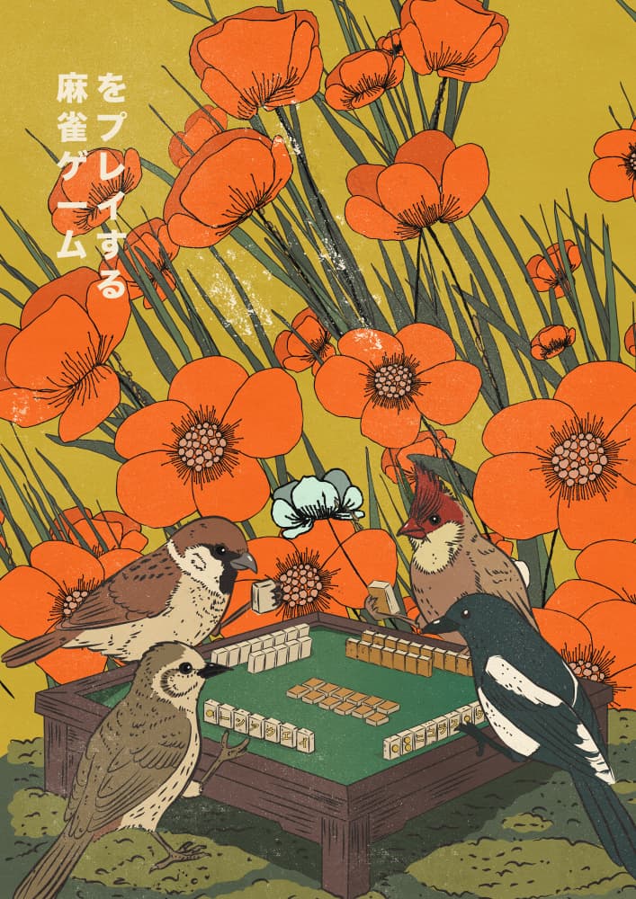 Birds Playing Mahjong by Nicholas — canvas wall art
