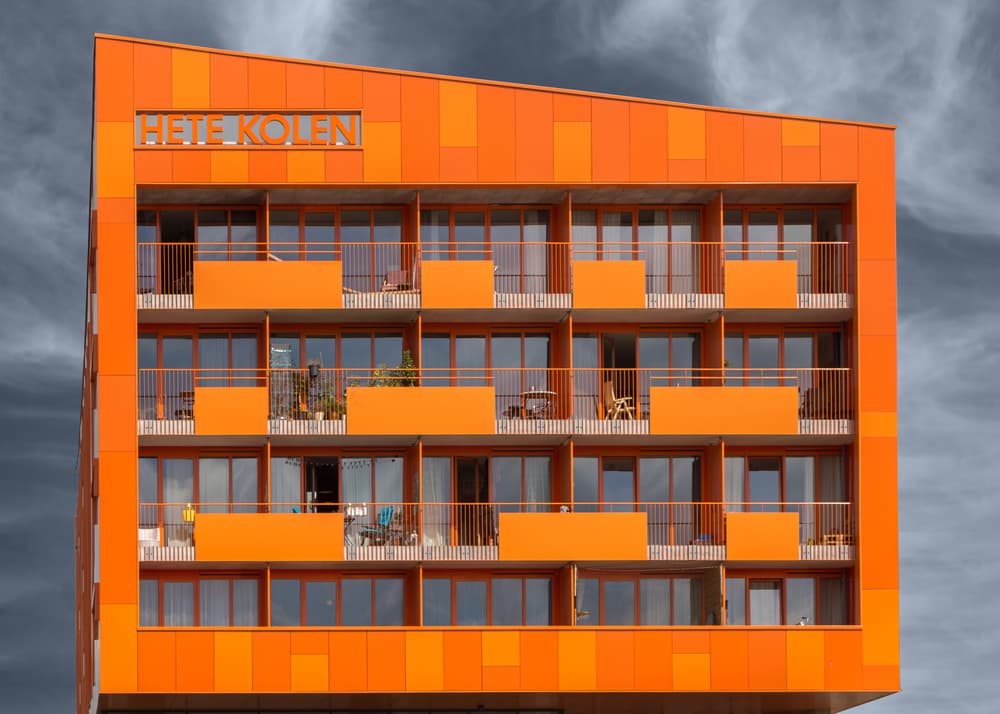 Vibrant Orange Architecture by Theo Luycx — canvas wall art