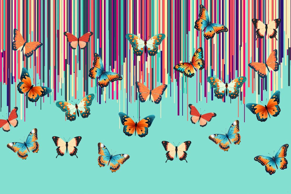 Vibrant Butterfly Stripes by Sue Skellern — canvas wall art