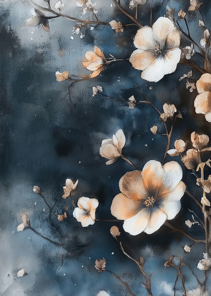 Delicate Night Blooms by Justyna Jaszke — canvas wall art