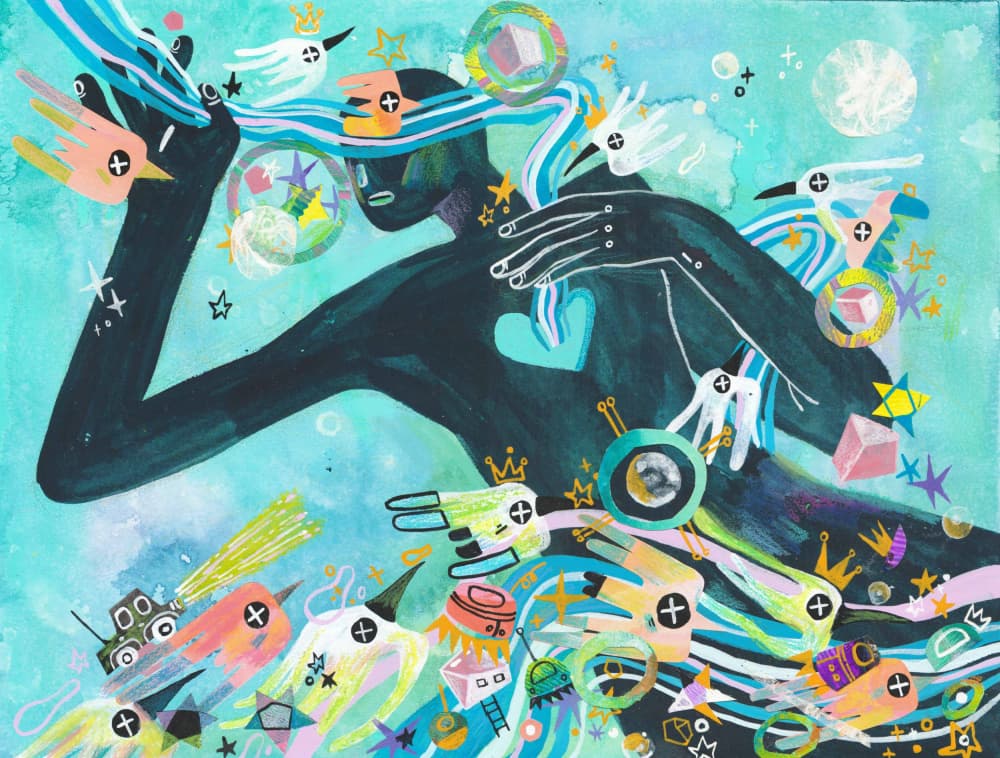 Ethereal Figure and Birds by Changyu Zou — canvas wall art