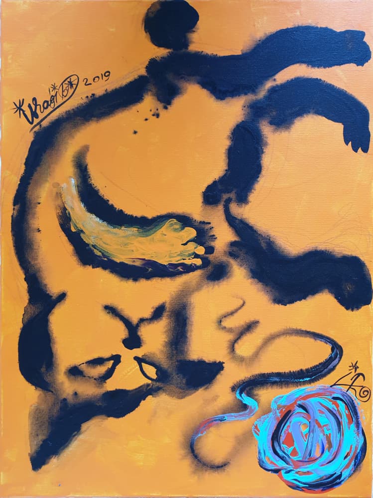 Playful Abstract Cat by Kanat Ibragimov — canvas wall art