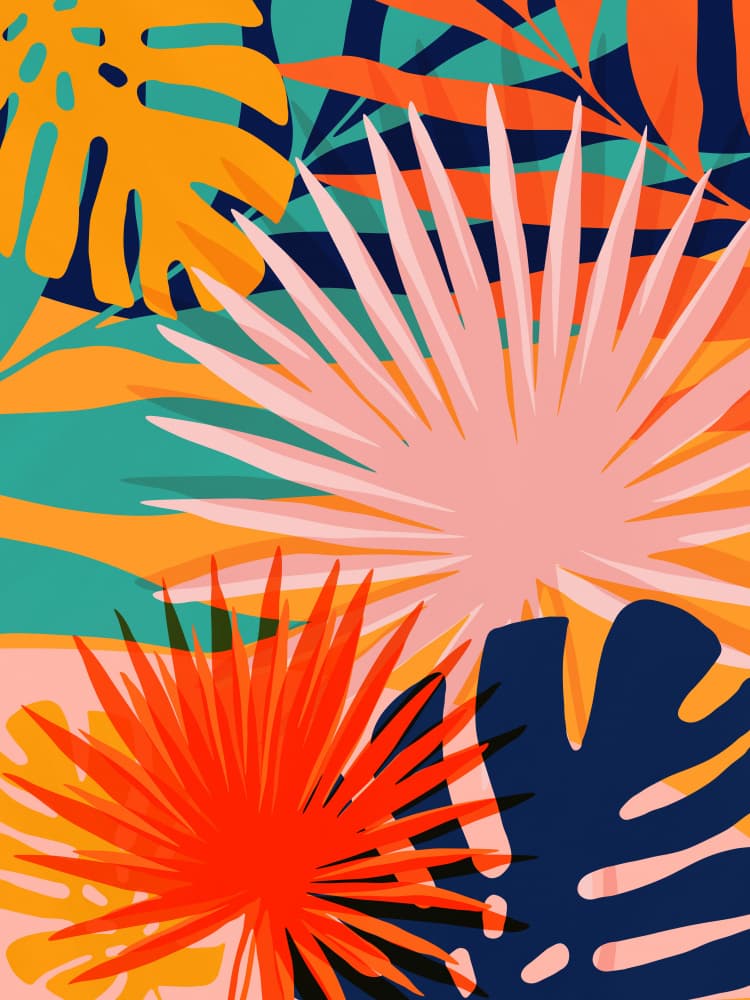 Vibrant Tropical Leaves by Vitor Costa — canvas wall art