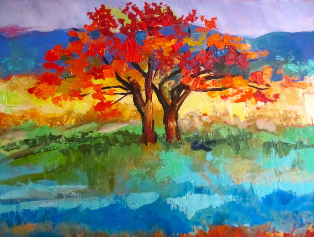 Vibrant Autumn Trees by Maxine Shore — canvas wall art