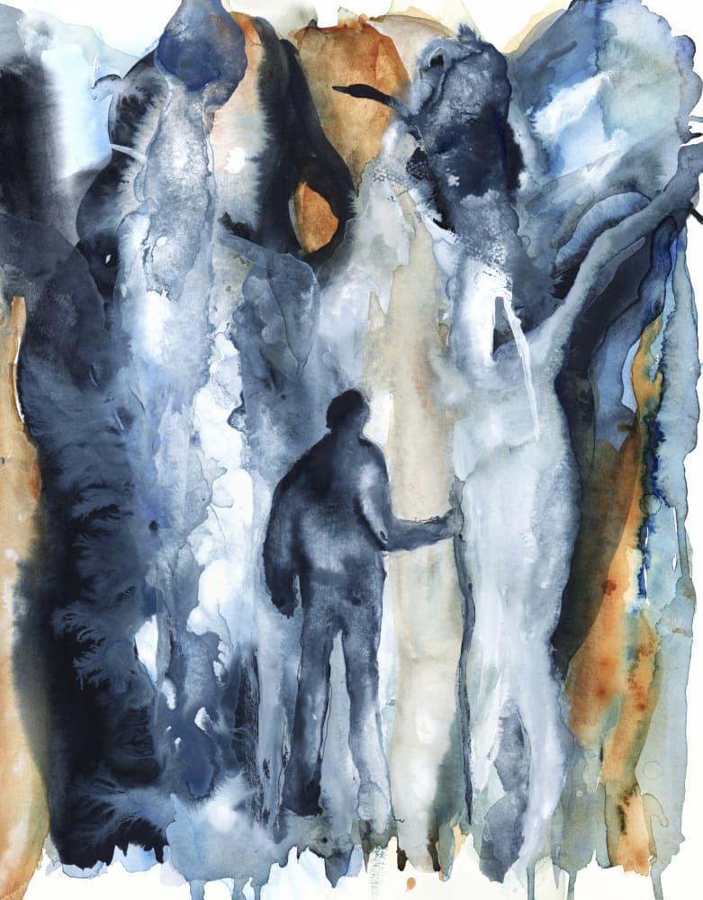 Solitary Blue Abstract Landscape by RodMacIver — canvas wall art