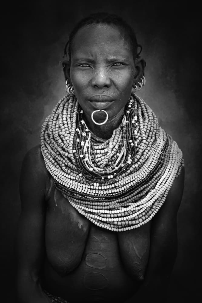African Woman Beaded Portrait by Svetlin Yosifov — canvas wall art