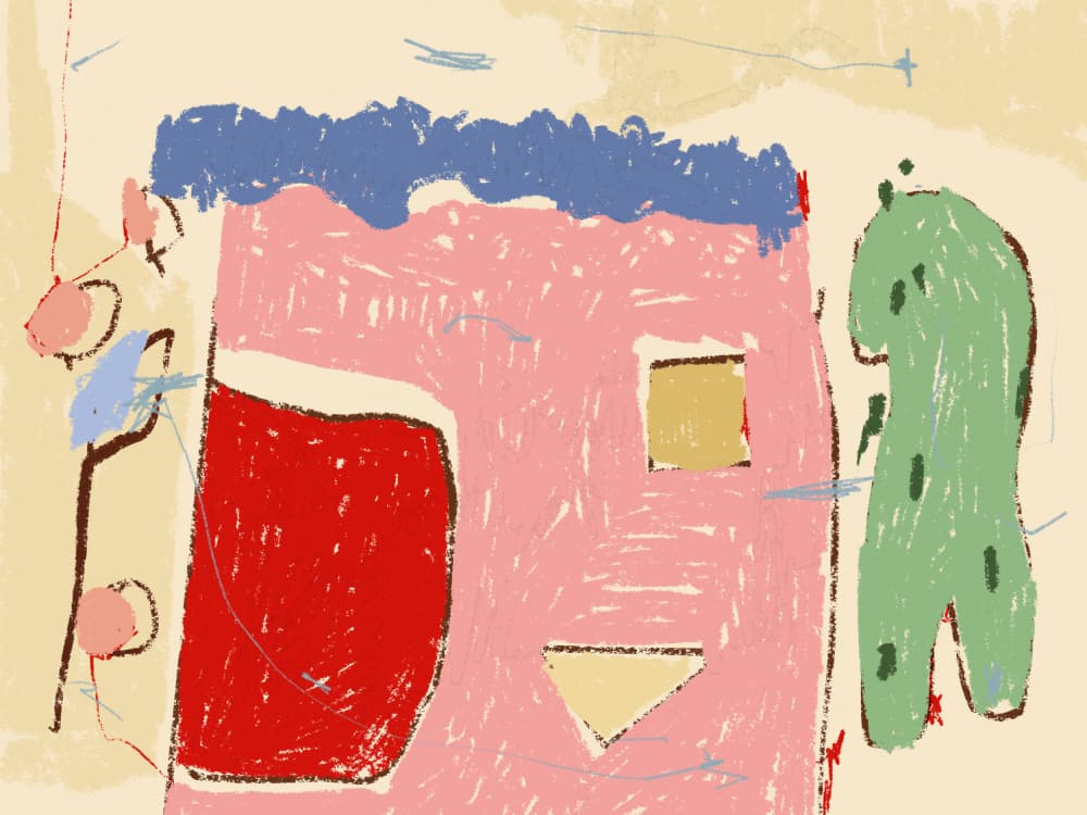 Naive House And Creature by Treechild — canvas wall art