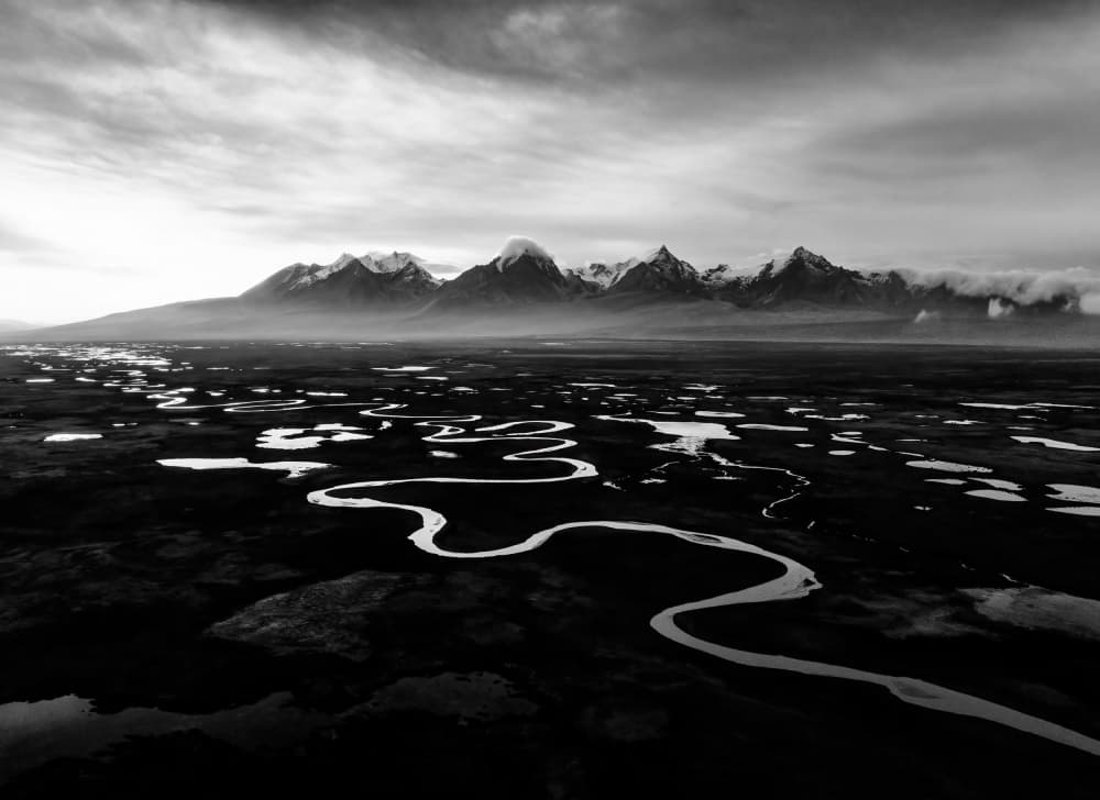 Winding River Mountain Landscape by Dianne Mao — canvas wall art