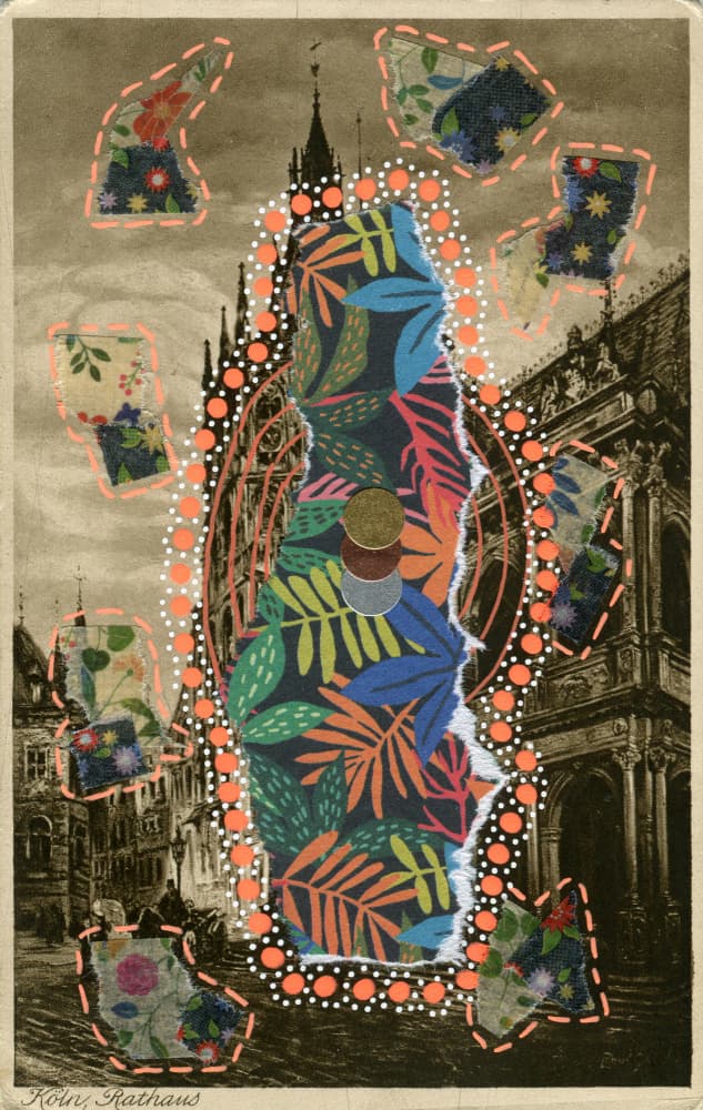 Vintage City Floral Collage by Naomi Vona — canvas wall art