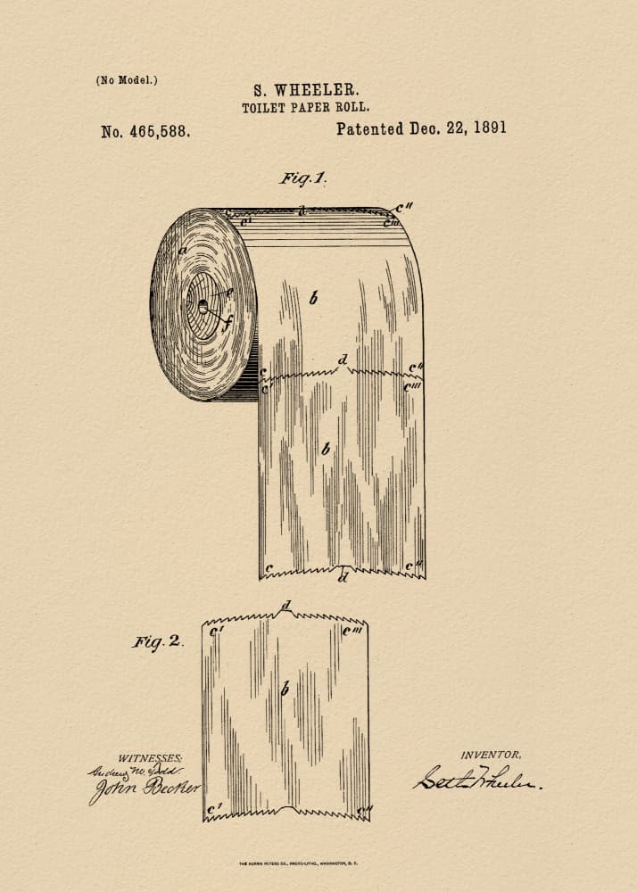 Vintage Toilet Paper Patent by Andreas Magnusson — canvas wall art