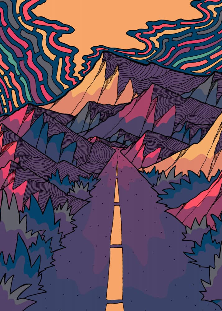 Colorful Mountain Journey by Stephen Wade — canvas wall art