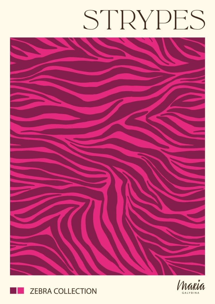 Vibrant Pink Zebra by Maria Galybina — canvas wall art