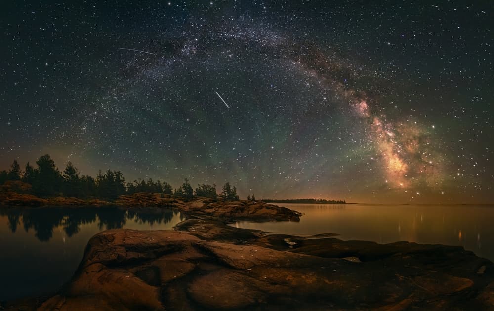 Milky Way Over Lake by Ben.C.L — canvas wall art