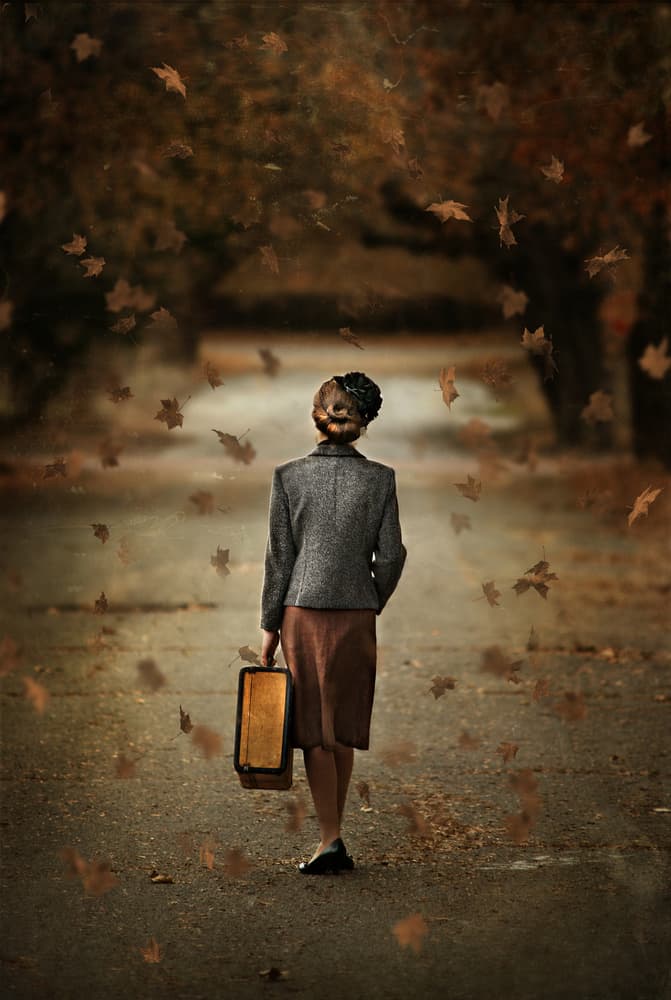 Woman's Autumn Walk by Kapuschinsky — canvas wall art