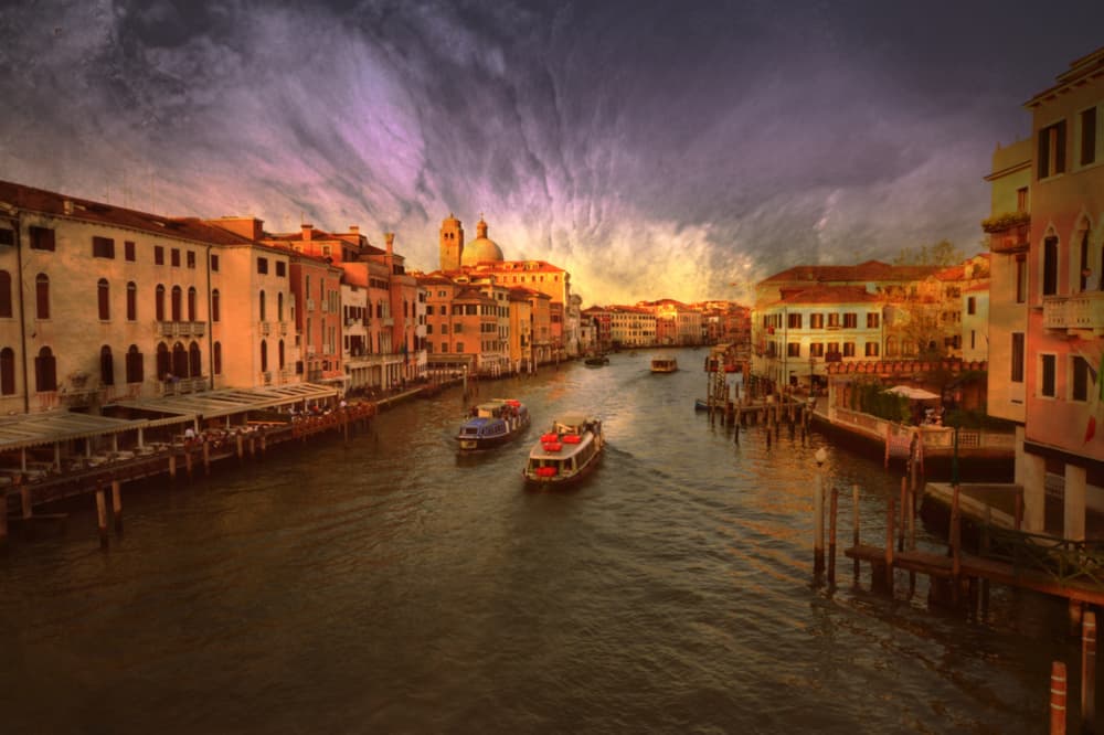 Venice Grand Canal Twilight by Robert Fabrowski — canvas wall art