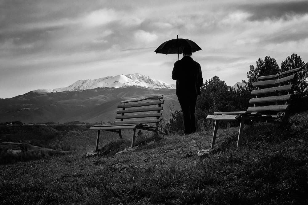 Solitary Figure Mountain View by Valentin Borsan — canvas wall art