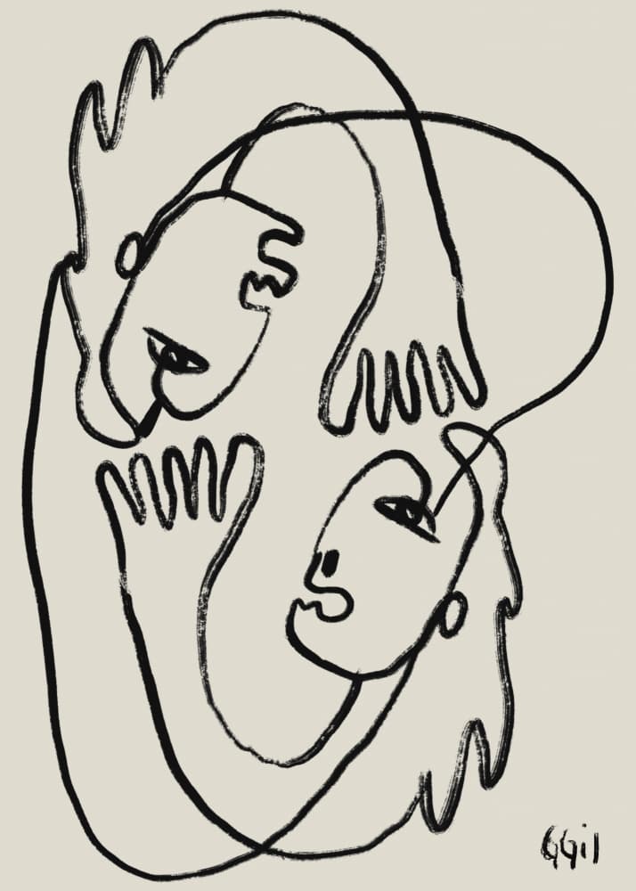 Connected Abstract Faces by GIovanna Gil Alves — canvas wall art