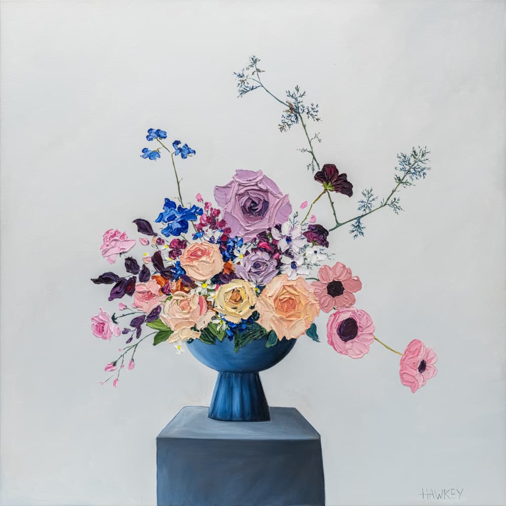 Pastel Bouquet in Blue by Angela Hawkey — canvas wall art
