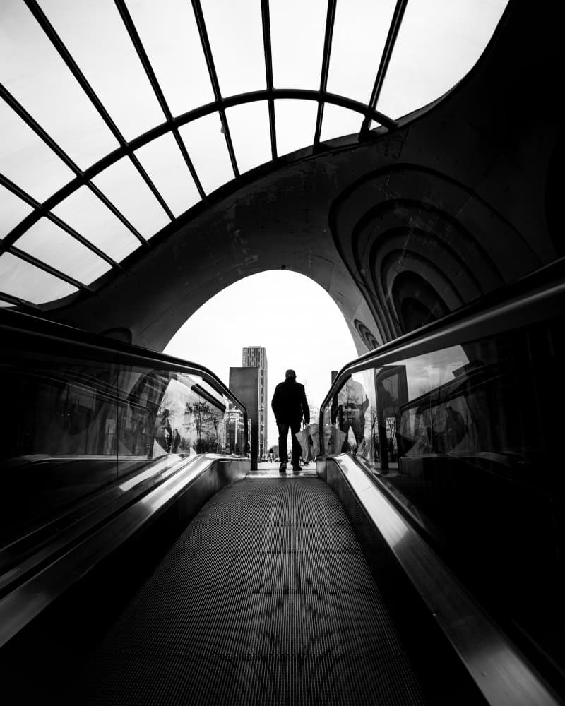 Urban Escalator Ascent by Christophe Staelens — canvas wall art