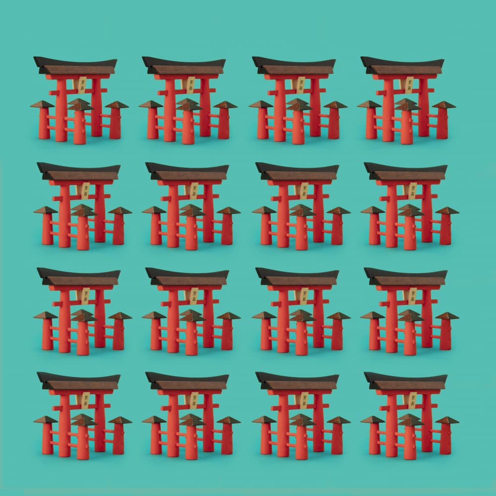 Japanese Torii Pattern by Julia Ramiro — canvas wall art