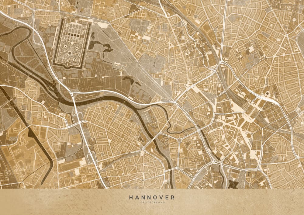 Hannover Gold City Map by Rosana Laiz Blursbyai — canvas wall art