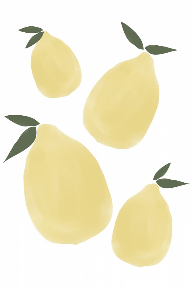 Fresh Yellow Pears by Melloi Art Prints — canvas wall art