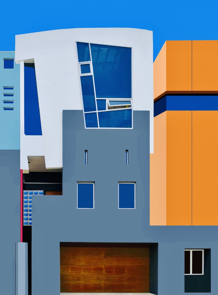 Colorful Geometric Buildings by Arnon Orbach — canvas wall art