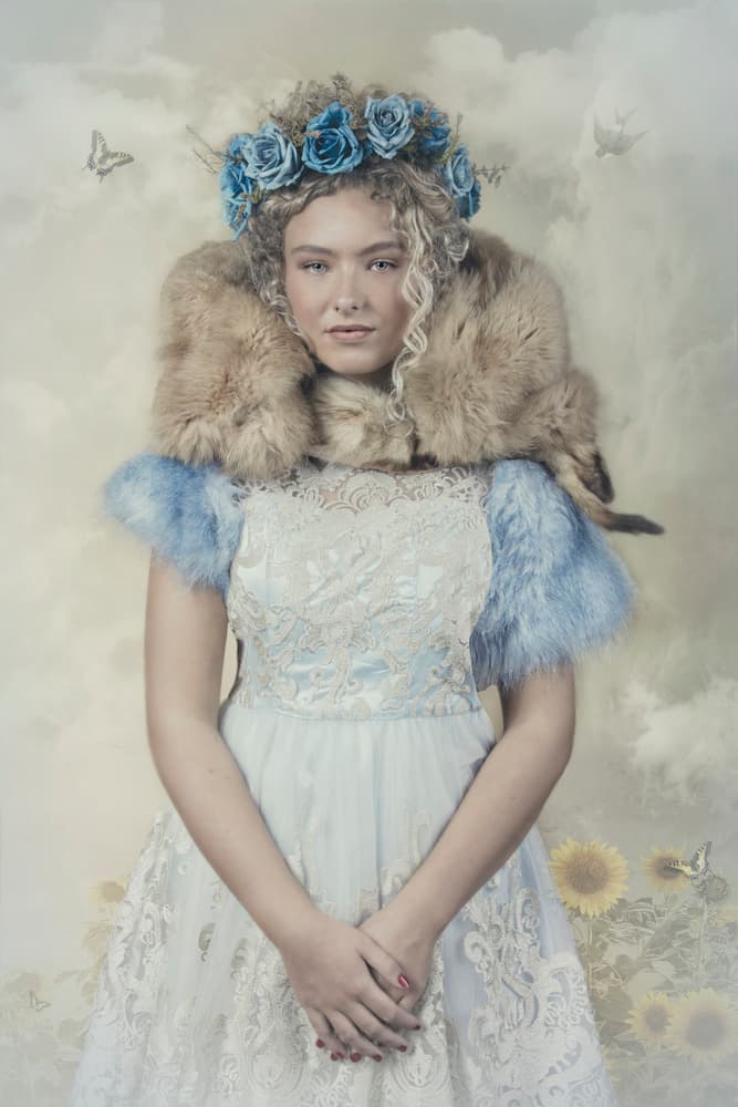 Dreamy Flower Crown Portrait by Carola Kayen-Mouthaan — canvas wall art