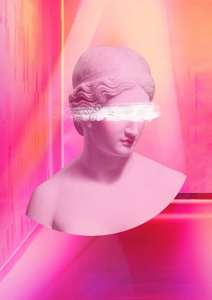 Pink Glitch Bust by Talitha McQueen — canvas wall art